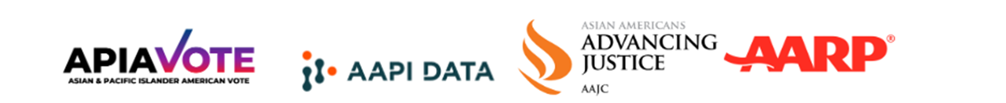 Logos for AAJC, APIAVote, AAPI Data, AARP